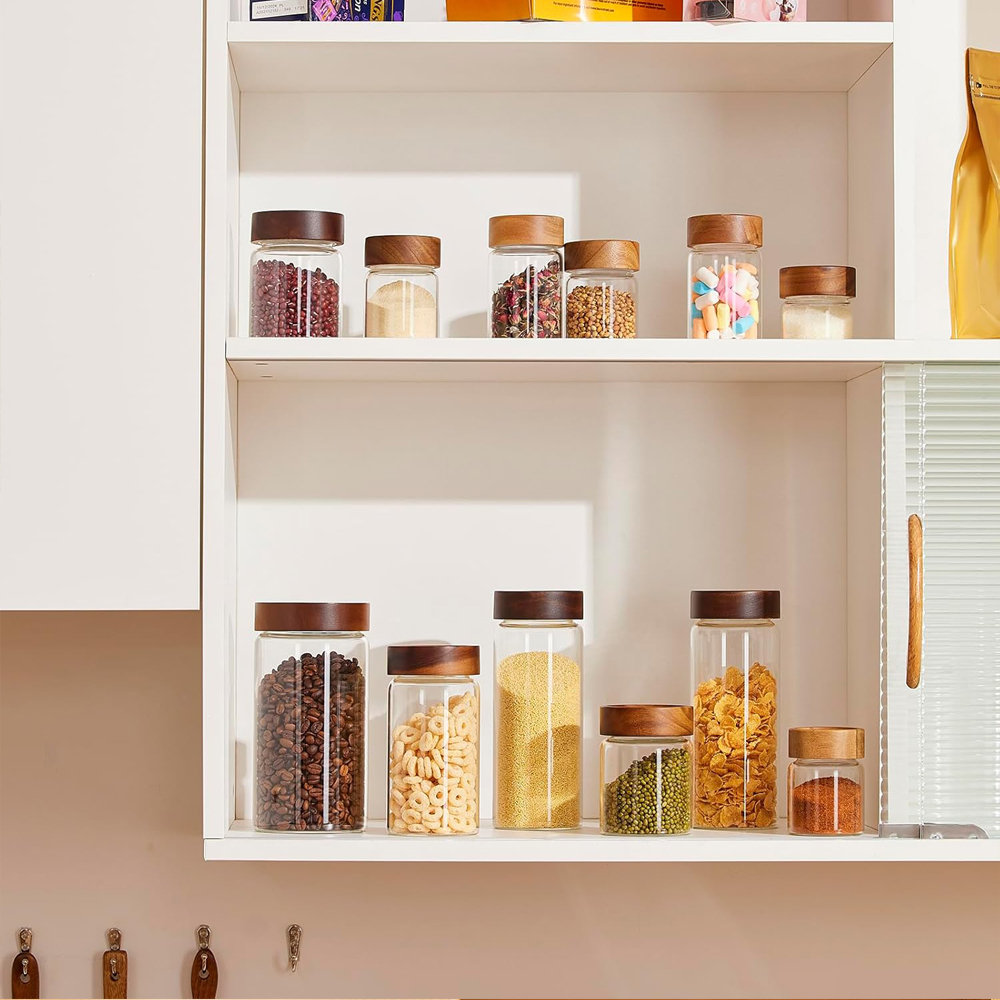 Glass Food Storage Jars with S - đánh giá và giá Food Storage Jars With Wooden Lids