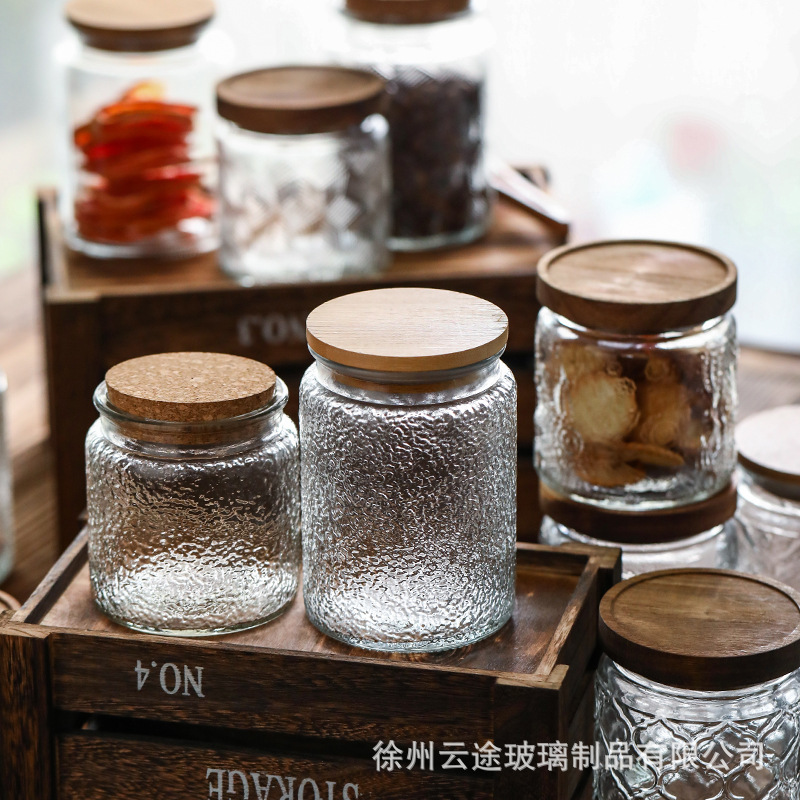 Vintage Relief Engraving Glass - đánh giá và giá Food Storage Jars With Wooden Lids