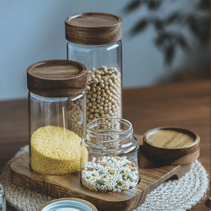 Wood Lid Orgnizer Glass Airtig - đánh giá và giá Food Storage Jars With Wooden Lids