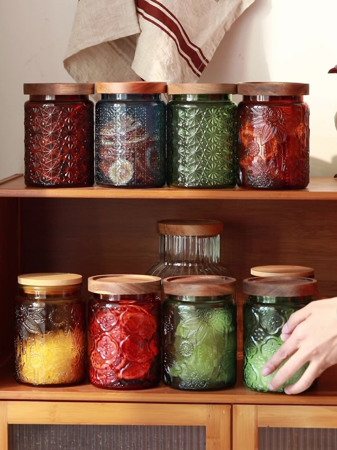 Vintage Glass Kitchen Storage  - đánh giá và giá Food Storage Jars With Wooden Lids