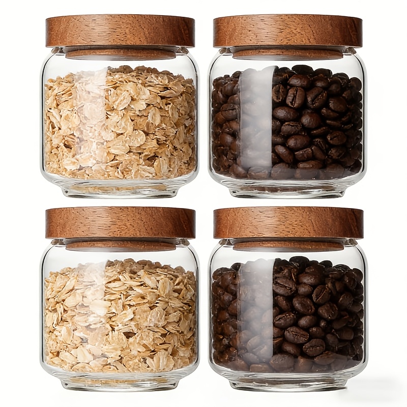 4 Pack 15oz Clear Glass Jars w - đánh giá và giá Food Storage Jars With Wooden Lids